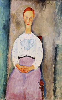 Amedeo Modigliani : Girl with Polka-Dot Blouse